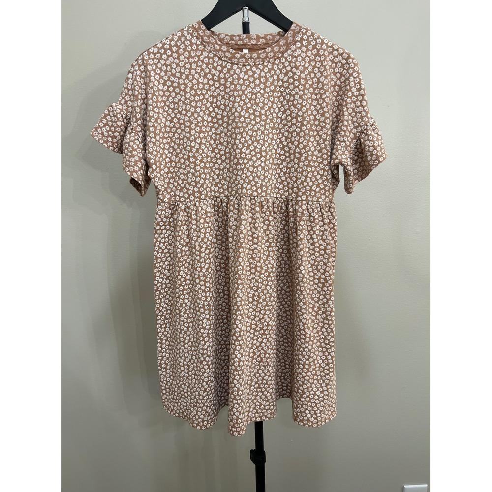 Rylee + Cru Terracotta Floral Ruffle Sleeve Babydoll Dress XS NWT